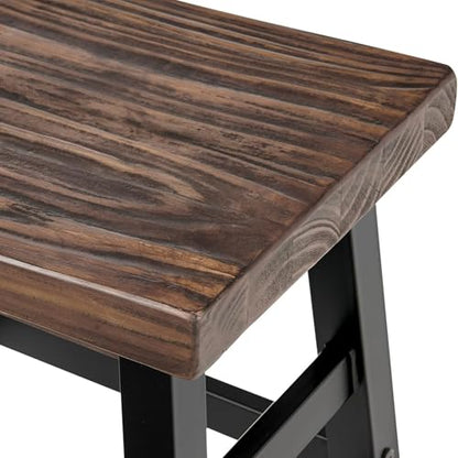 Alaterre Furniture Pomona Rustic Industrial Barstool – 20” Backless Counter Stool with Solid Pine Wood Seat and Black Metal Legs – Farmhouse Seating for Dining Room, Kitchen, or Office (Natural/Black) - style: Metal Frame Barstool