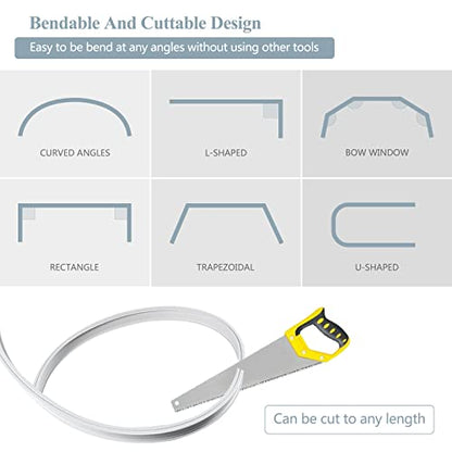 KOLAKO Ceiling Curtain Track, Flexible Curved Curtain Track Wall Mount Bendable Sliding Curtain Rail System Room Divider for Bay Window Bunk Bed RV, 9.8Ft - color: White, size: 9.8Ft