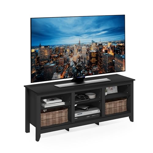 Furinno Jensen TV Stand for TV up to 65 Inch, 2-Tier Black Entertainment Center, TV Console with Cable Management, for Living Room, Bedroom, Dark Americano - color: Dark Americano