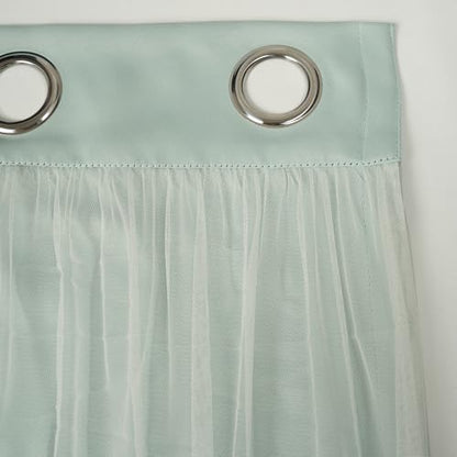 INLINAS Blackout Curtains with Sheer Overlay, Mint, 37x63 Inches | Grommet Top Double Layer Curtains for Bedroom and Living Room Thermal Reduction Light Blocking and Energy Saving, Set of 2 - color: Mint, size: 37"W x 63"L (Pack of 2)