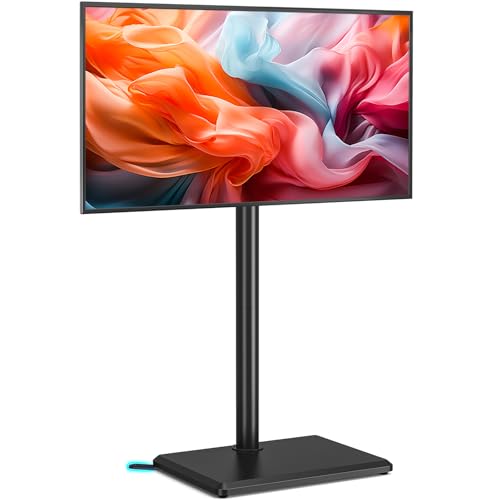 Rfiver Swivel Floor TV Stand for 32-65 Inch Flat Screen TVs | Height Adjustable Mount, Solid Wood Base, Space Saving, Holds 88lbs, Max VESA 400x400mm for Living Room Bedroom Corner - color: Black