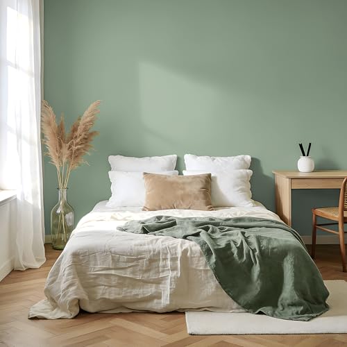 VEELIKE Wide Sage Green Peel and Stick Wallpaper Green Wallpaper 24"x118" - color: Sage Green, size: 24" x 118"