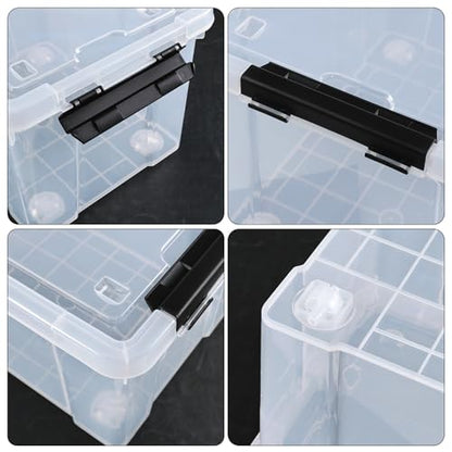 4-Pack 22 Quart Rolling Storage Bins with Lids & Wheels | Clear Plastic Latching Organizer Boxes, Stackable Containers for Home & Office - size: 22 Quart