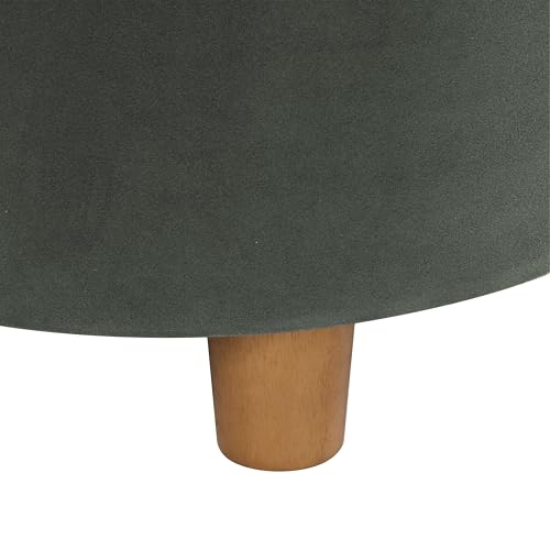 HomePop 19" Round Storage Ottoman - Loden Green Velvet - color: Loden Green