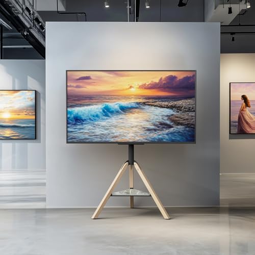 Floor TV Stand for 40-75 Inch TVs, Corner TV Stand | Tripod TV Stand with Sintered Stone Shelving,Swivel, Holds up to 88Lbs,Max VESA 600x400mm,VC-Z1618.
