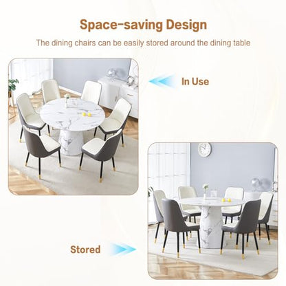 White Round Dining Table for 4-6,45" Round Kitchen Table,Faux Marble Round Dinner Table,Modern Dining Table with Pedestal Base for Apartment Dining Room - color: 45'' White