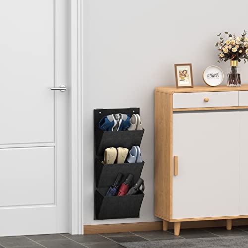 Wall Mounted Hanging Organizer 2Pack,Shoes Rack/Can Store 6Pairs of Plus-Size Sneakers,Also Stores Boots.with Sticky Hanging Mounts, Shoes Holder,Door Shoe Hangers (SM08-Black-2) - color: SM08-Black-2