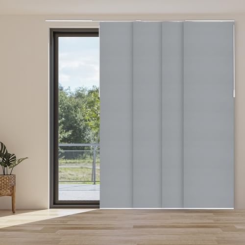 CHICOLOGY Panel Track Blinds, Jersey Grey, 86"x96", Cordless, Divider | 4 Fabric Panels, Fits 46–86″ Wide, Wall/Ceiling Mount, Room Divider Ready, Height Trimmable, Child & Pet Safe - color: Skyrise Grey