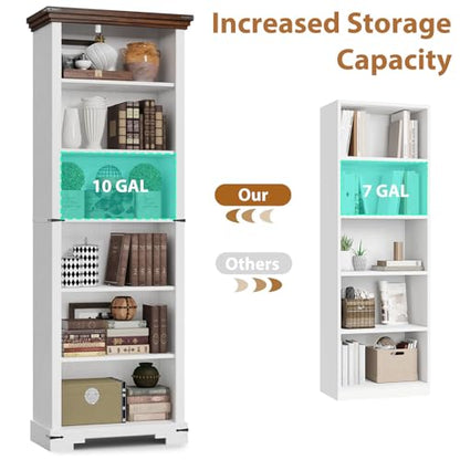 6-Tier Farmhouse Bookshelf, 73 inch Tall Book Shelf with Unique Design & 2 Adjustable Shelves, Wooden Bookshelf for Study Room, Living Room, Kitchen, Bedroom (White) - color: White, size: 6-tier
