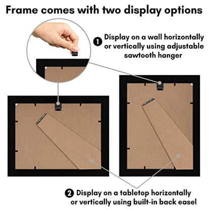 Americanflat 6x8 Picture Frame with Shatter-Resistant Glass - Set of 2 - Use as 4x6 Frame with Mat or Display 6x8 Photo Without Mat - Signature Collection - Picture Frames for Tabletop or Wall - Black | Engineered Wood construction, Shatter-resistant glas