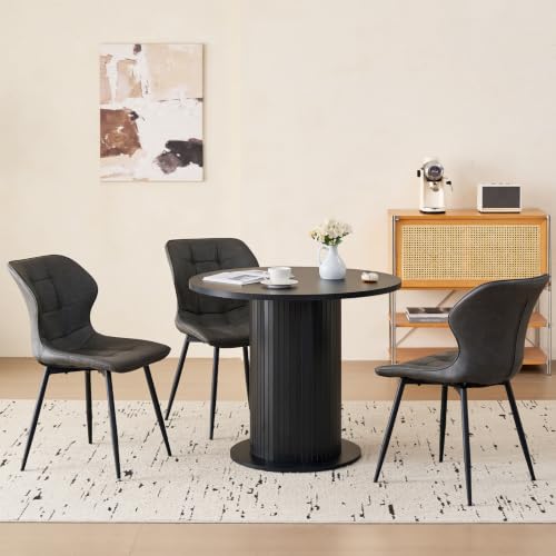 31.5" Round Dining Table for 2, Modern Small Pedestal Kitchen Table, Space Saving, for Apartment Dining Living Room,Black - color: Mini Black 31.5