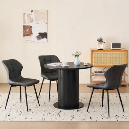 31.5" Round Dining Table for 2, Modern Small Pedestal Kitchen Table, Space Saving, for Apartment Dining Living Room,Black - color: Mini Black 31.5
