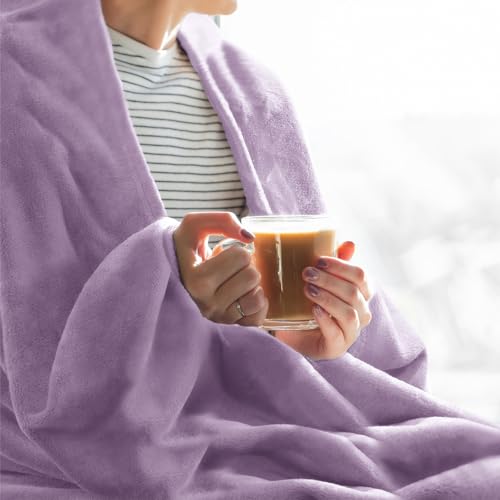 Elegant Throw Blanket for Couch & Sofa, All-Season Lightweight Fleece Blanket, Luxury Soft Cozy Fuzzy Throw for Her Him, Lavender, 50 x 56 Inches