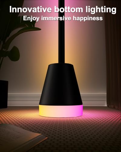 Keepsmile Smart RGB LED Corner Floor Lamp,Bright Tall Standing Lamps with APP and Remote,Modern Floor Lamp with Music Sync and 16 Million Colors, Ambient Lighting for Living Room Matte Black 2 Pack - color: Matte Black（2 Pack）