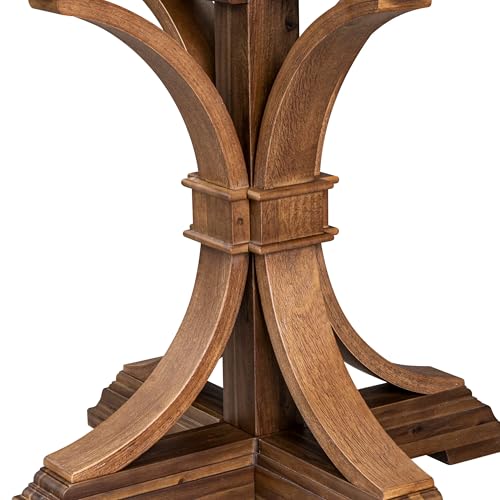 FE7-0N-TP Modern Dining Table with Acacia Wood Round Tabletop and Elegant Pedestal Base - Antique Walnut Finish - color: Fe7-0n-tp, size: 48x48 Inch