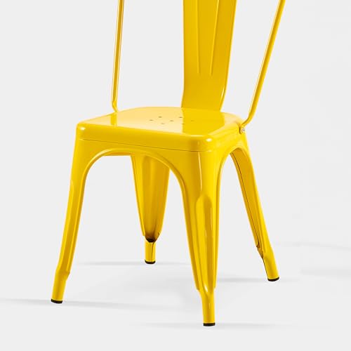 AC Pacific 18 Inch Seat Height Industrial Metal Dining Chairs, Stackable Kitchen or Bar Seat, Durable Modern Design, Versatile Accent Furniture, Set of 4, Yellow - color: Yellow, size: Set of 4