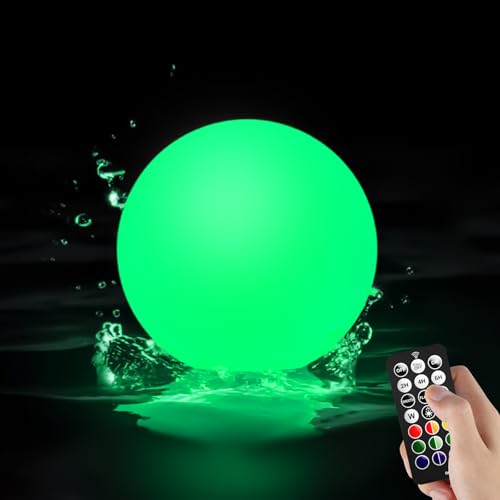 LOFTEK LED Pool Lights that Float - 8-inch Globe Lamp Rechargeable - 16 RGB Lamp with Handle & Remote, Waterproof Lamps for Outdoor Yard Decor, Smart Orb Light for Bedroom, 1-Unit - size: 8-inch