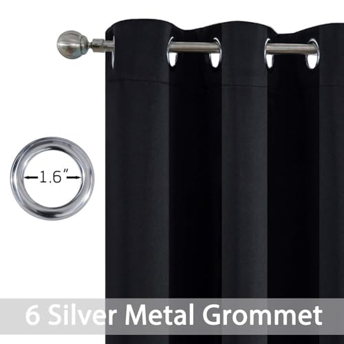 Yakamok Blackout Curtains 38x36 inch Black Thermal Drapes-Kitchen | 2 panels,room darkening,thermal insulated,noise reducing,privacy protection,grommet window treatment,living room study dining - color: Black, size: 38"W x 36"L (Pack of 2)
