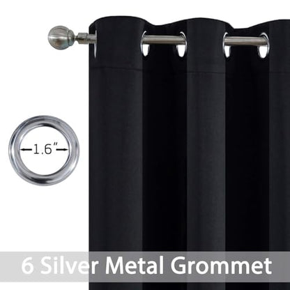 Yakamok Blackout Curtains 38x36 inch Black Thermal Drapes-Kitchen | 2 panels,room darkening,thermal insulated,noise reducing,privacy protection,grommet window treatment,living room study dining - color: Black, size: 38"W x 36"L (Pack of 2)