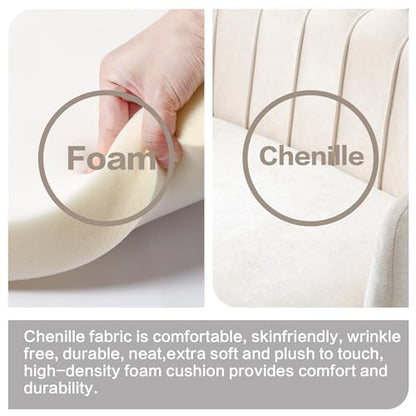 Chifee & Vingol Upholstered Small Loveseat for Small Space with Golden Legs,Beige - color: Chenille-beige