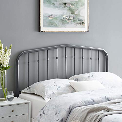 Modway Lennon Modern Farmhouse Metal Full Headboard in Gray - color: Gray, size: Full