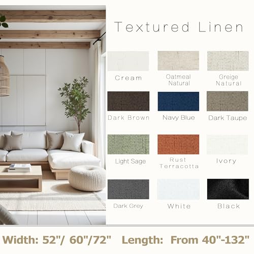 KOUFALL Bathroom Curtains Window,Short Natural Linen Blackout Curtains 45 Inches Long - color: Natural Linen/Tan Beige, size: 52"W x 45"L (Pack of 2)