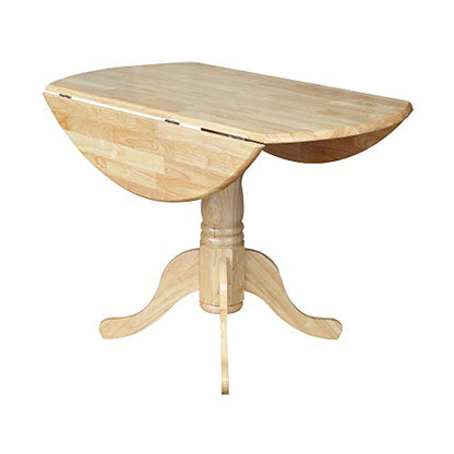 IC International Concepts 42" Solid Wood Drop Leaf Pedestal Dining Table - color: Natural