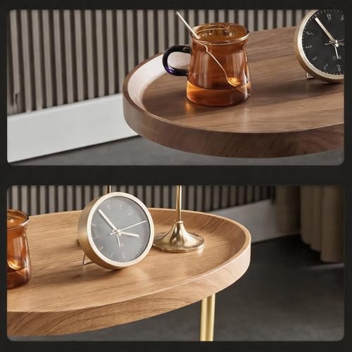Small Side End Table New C Table Narrow Round Bed Sofa Couch Coffee Dinner Table for Snack Drink TV Tray, Slim Gold Rustic End Table Modern Simplicity, Metal and Wood - 24 Inch (Wood) - color: Wood Color