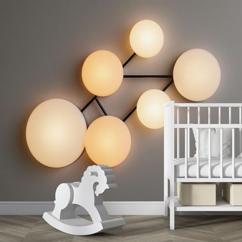 Custom Size 3D Printed Wall Mural， Modern Geometric Spheres Light Shape Minimalist Abstract Design，SelfAdhesive Art Prints wall Fabric (No PVC) Removable Wallpaper for Home Decor