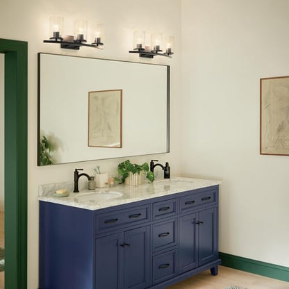 Kichler Crosby 23" 3-Light Vanity Light with Clear Glass in Black, for Bathroom, Powder Room, (23" x 8.75"), 45497BKCLR - color: Black, size: 3 Light, style: Clear Glass
