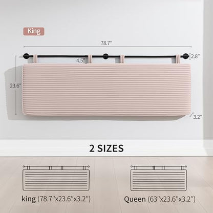 King Headboard Only, Wall Mounted Hanging Upholstered Bed Head Board | Modern Vertical Channel Design of Fine Flannel, Elegant Pink Fluted Headboard for Bedroom (Pink, King Size) - color: Flannel/Pink, size: King