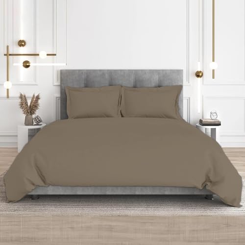 CharlottelyHues 3 Piece Duvet Set - 100% Egyptian Cotton Breathable, Soft Duvet Cover Set with Zipper & Corner Ties Quilt Cover Sateen Weave Durable Duvet - Queen/Full (Beige) - color: Beige, size: 3 Pc Duvet Set - Queen / Full
