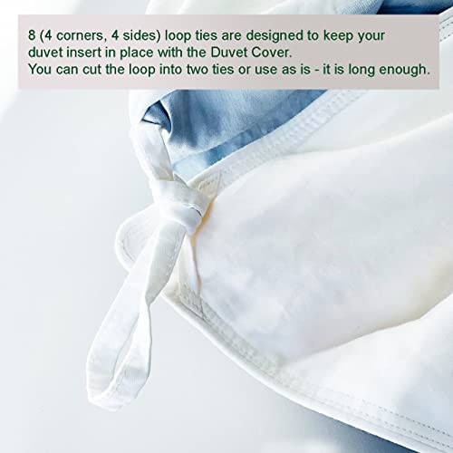 THE COTTON & SILK® Long-Staple Cotton Duvet Cover Set - King Size | Misty Blue + White | 1 Duvet Cover & 2 Pillow Shams | Soft, Breathable, Comfortable, Luxury | Sateen Weave | Genuine 300 TC - color: Misty Blue + White, size: King Set (105“ x 93", 20"x36