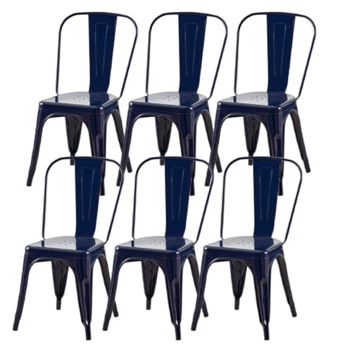 Set of 6 Tolix Metal Chairs,Sapphire Glow | Stackable Industrial Dining Chairs for Kitchen, Restaurant, Bistro, Outdoor & Patio, 18” Seat Height, - color: Sapphire Glow