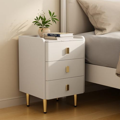 AQIMUELE Narrow Nightstand with Drawers, Narrow Side Table Leather, Small Bedside Tables for Bedroom. (White) - color: White, size: 15.7''W x 15"D x 22.8"H
