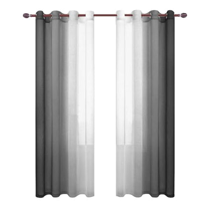DWCN Black Ombre Sheer Curtains - Faux Linen Gradient Semi Voile Bedroom and Living Room Curtains, Set of 2 Grommet Top Window Curtain Panels, 52 x 90 Inches Long - color: Black, size: 52"W x 90"L (Pack of 2)
