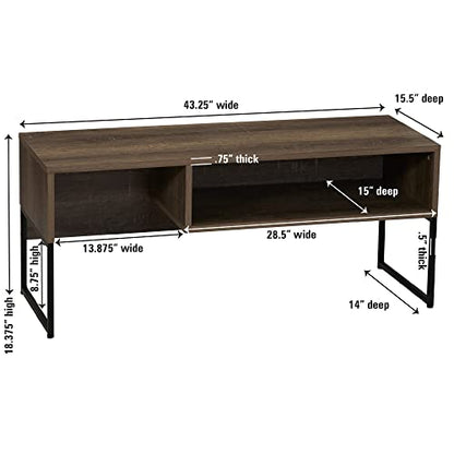Household Essentials Ashwood & Iron Wrap TV Stand in Rustic Black Finish - color: Ashwood, style: TV Stand