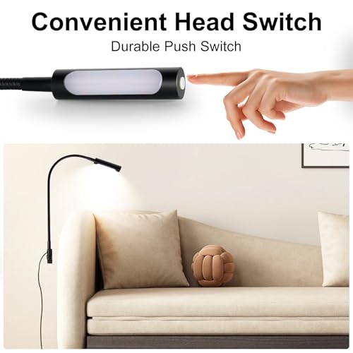 Wall Mounted LED Reading Light for Bed, 23 Inch Length, All Metal Bedside Headboard Lights with Head Switch,Flexible Minimalist Book Lamp for Bedroom, Dimmable & Night Light(1 Pack)