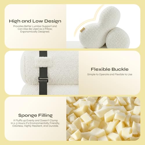 Boneless Folding Sofa Bed, Convertible Sleeper Chair, Off White | Boneless folding sofa bed, 3-in-1 sleeper chair & floor couch. Plush teddy fleece, lumbar pillows, space-saving, no assembly - color: Off-white