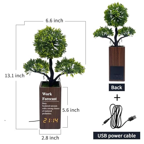 Fake Plant Electronic Clock，Creative Digital Alarm Clock，Funny Office Desk Sign，Alarm Clock for Bedroom，Suitable as a Gift for Colleagues and Friends - color: Work