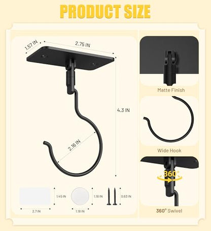 Banana Hook, Metal Banana Hanger Under Cabinet, Black, 1 Pcs | 2 Mount Options, 360° Rotatable, Magnetic Foldable, Compact Size, Suits for Fruits, Cups, Mugs, Utensils, Oven Mitts, Towels - color: Black