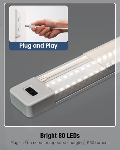 MYPLUS 24 Inch Under Cabinet Lights with Hand Wave 4000K Plug in Kitchen | Nature White,Dimmable,640 Lumen,CRI>90,110V,8.5W,Bright Counter,Shelf,Above the Sink - color: 4000K-Natural White, size: 24inch-1Pack