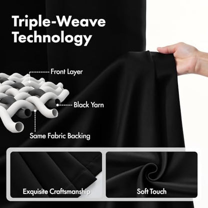 MIULEE Black Pinch Pleat Blackout Curtains 40x84 Inch Length 2 Panels Set | Back Tab Rod Pocket Pleated, Thermal Insulated, Bedroom Living Room Darkening Drapes, Soundproof Curtains with Hooks - color: Black, size: 40"W x 84"L (Pack of 2)