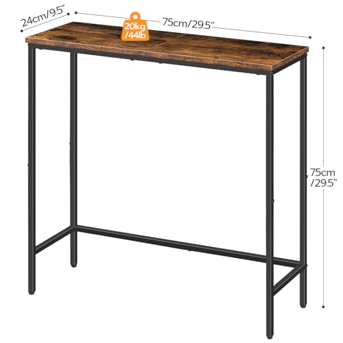 HOOBRO Narrow Console Table, 29.5" Small Entryway Table, Thin Sofa Side Display Table, for Hallway, Bedroom, Living Room, Foyer, Rustic Brown and Black BF75XG01 - color: Rustic Brown + Black