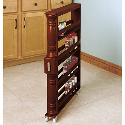 Slim Rolling Can and Spice Racks - Walnut - color: Natural
