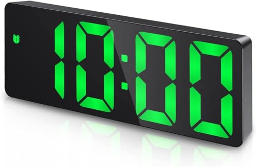 AMIR Digital Alarm Clock, Electronic Desk Clock with Temperature Display | Adjustable Brightness, 12/24H Display, Dual Power Option, Alarm Clock for Bedroom Home (Plug Not Included) - color: Green