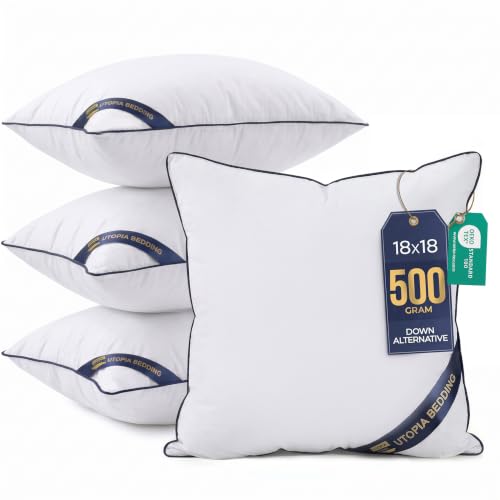 Utopia Bedding 18x18 Throw Pillow Inserts, Decorative Pillows, Pack of 4 | Piping Throw Pillows, Plush & Supportive, Aesthetic Cushion Sham Stuffer for Sofa, Office, Couch & Bed, Set of 4, White - size: 18x18 Inch