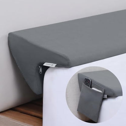 Vekkia Bed Wedge Pillow for Headboard Gap, Queen 60"x10"x8" with Pockets | Bed Gap filler,Two Angles&Heights, Pressure Lock Design Keeps in Place, High-Density Foam Fills Gaps (0-5.5"), Washable Cover - color: Gray, size: Queen(60"x10"x8.5"-Large)