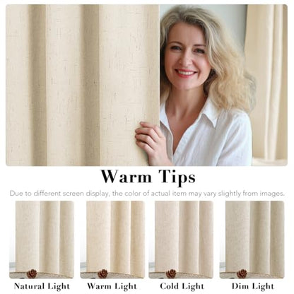 H.VERSAILTEX 100% Blackout Curtains for Bedroom Thermal Insulated Linen Textured Curtains Heat and Full Light Blocking Drapes Living Room Curtains 2 Panel Sets, Bleached Sand, 42x63 Inch - color: Bleached Sand, size: 42"W x 63"L (Pack of 2)