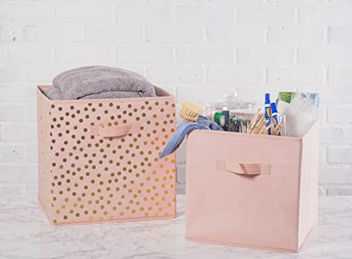 DII Woven Polyester Storage Bin, Polka Dot, Pink & Gold, Small Set of 4 - color: Pink & Gold, size: Small Set of 4, 11x11x11" Cube
